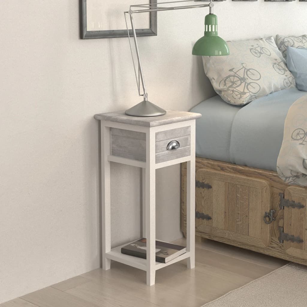Vidaxl Eleganter Nachtschrank Grau/Weiß - Jetzt bis zu 75% Rabatt sichern