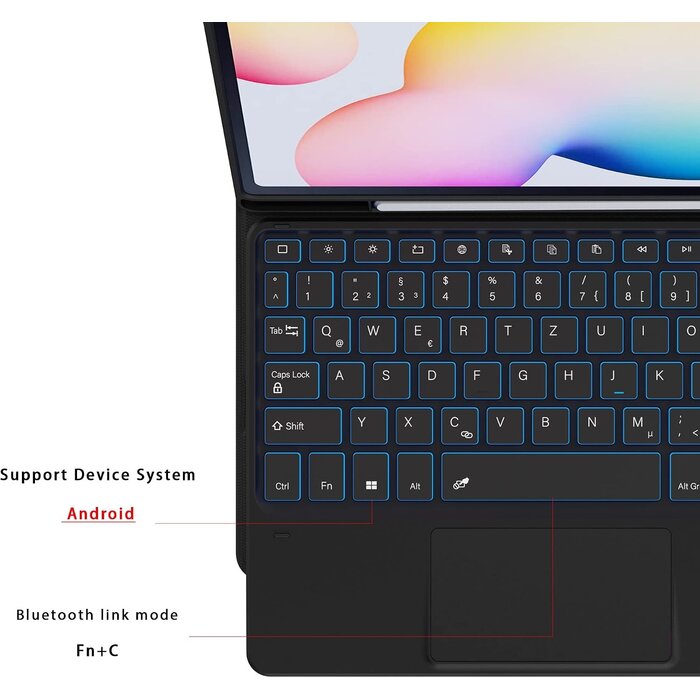 Roofei Tastaturhülle für Galaxy Tab S6 Lite: QWERTZ & RGB - bis zu 40,2% sparen