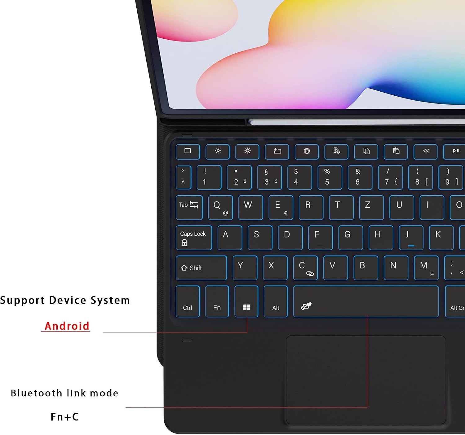 Roofei Tastaturhülle für Galaxy Tab S6 Lite: QWERTZ & RGB - bis zu 40,2% sparen