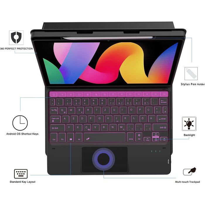 Tastatur-Hülle für 11 Zoll Tablet mit Touchpad - Bis zu 64 % Rabatt