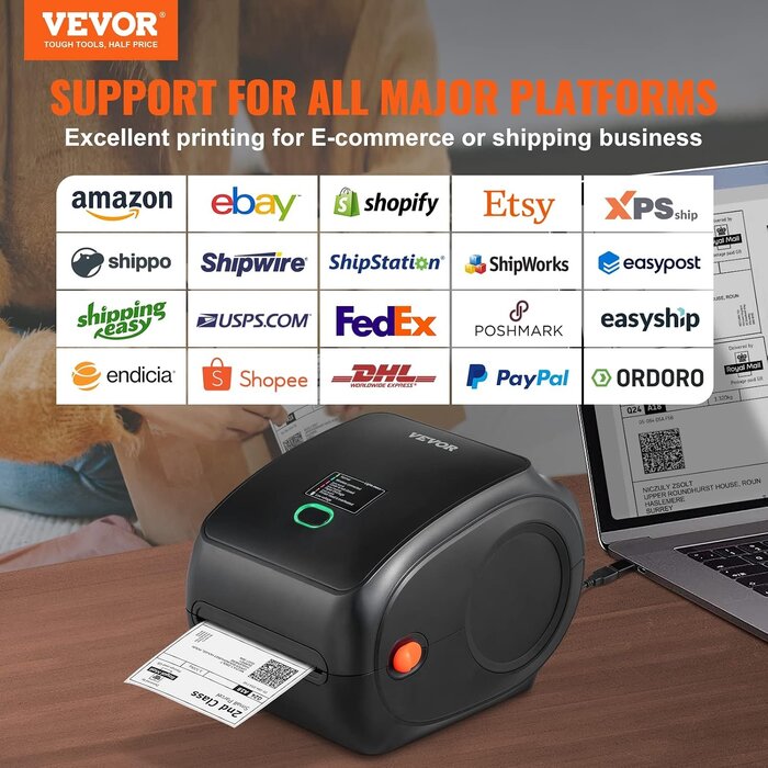 Vevor Thermodirekt-Labeldrucker 300 DPI Bluetooth & USB - jetzt bis zu 42,4% sparen
