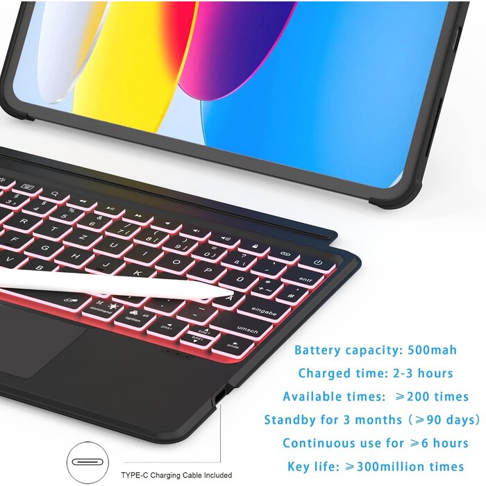 Roofei Tastaturhülle für iPad 10. Gen mit Trackpad & QWERTZ - bis zu 67% Rabatt