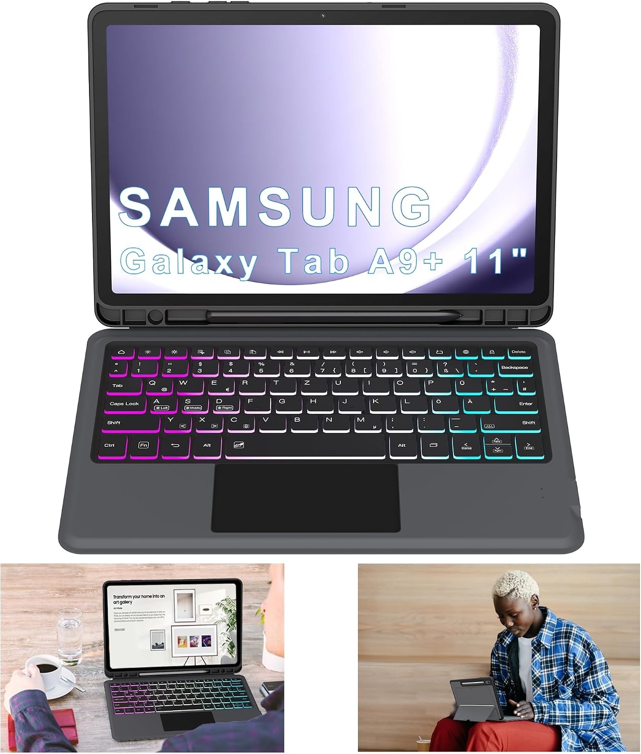 Tastatur-Hülle für Galaxy Tab A9+ mit Trackpad - bis zu 40,5% Rabatt