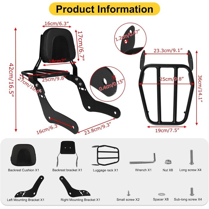 Sissybar mit Gepäckträger für Honda Rebel 1100 - Bis zu 42% Rabatt!