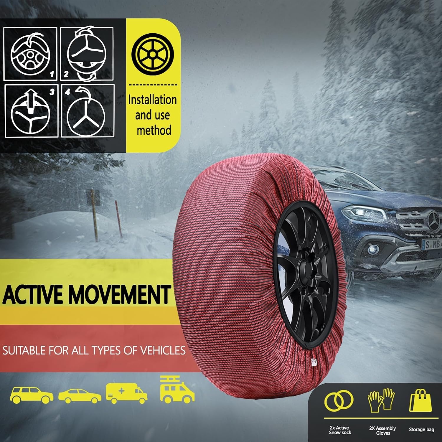 Textil-Schneeketten Größe XS - EN 16662-1 - Jetzt bis zu 66% Rabatt sparen!