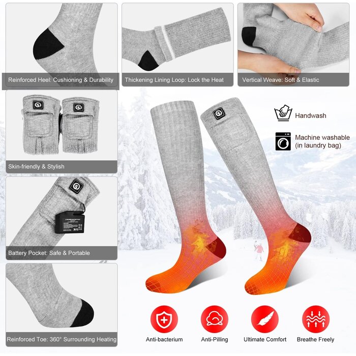 Elektrische Beheizbare Socken - Unisex - 3 Heizstufen - bis zu 67% Rabatt