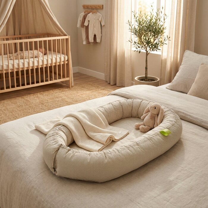 Babynestchen 82x54cm - Beige Kariert - bis zu 43% Rabatt im Outlet