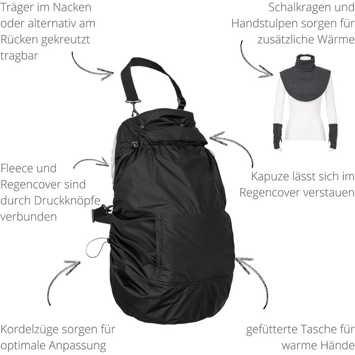 3-in-1 Babytrage-Cover: Wind- & Regenschutz - Anthrazit - bis zu 41,8 % günstiger