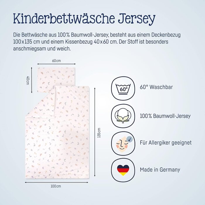 Kinderbettwäsche Set Dinos 100x135cm - 100% Jersey Baumwolle - bis zu 67% Rabatt