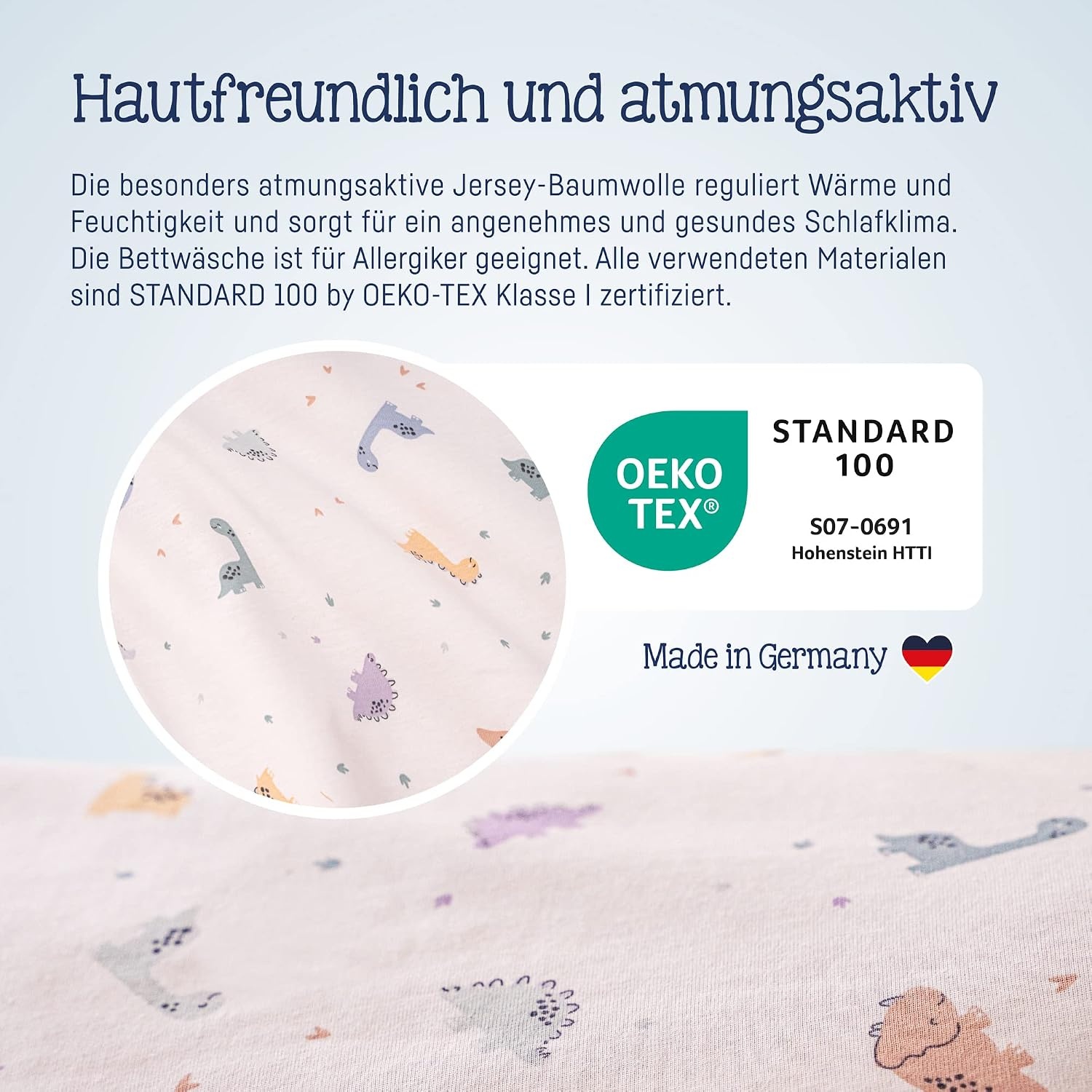 Kinderbettwäsche Set Dinos 100x135cm - 100% Jersey Baumwolle - bis zu 67% Rabatt