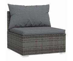 Vidaxl Garten-Mittelsofa aus Poly-Rattan mit Kissen - Grau - bis zu 73% Rabatt