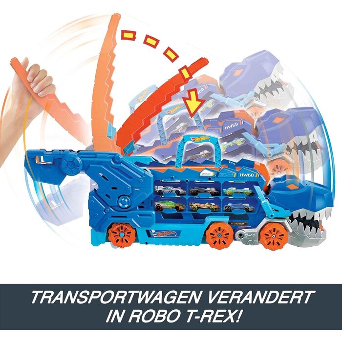 2-in-1 T-Rex Transport-Truck mit Rennstrecke - Jetzt bis zu 42% günstiger