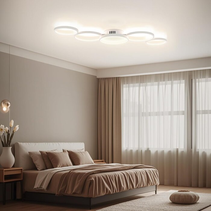 Moderne LED Deckenleuchte 5 Ringe dimmbar, 100cm - jetzt bis zu 69% sparen