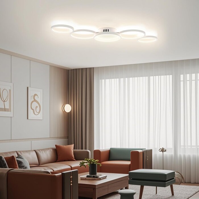 Moderne LED Deckenleuchte 5 Ringe dimmbar, 100cm - jetzt bis zu 69% sparen