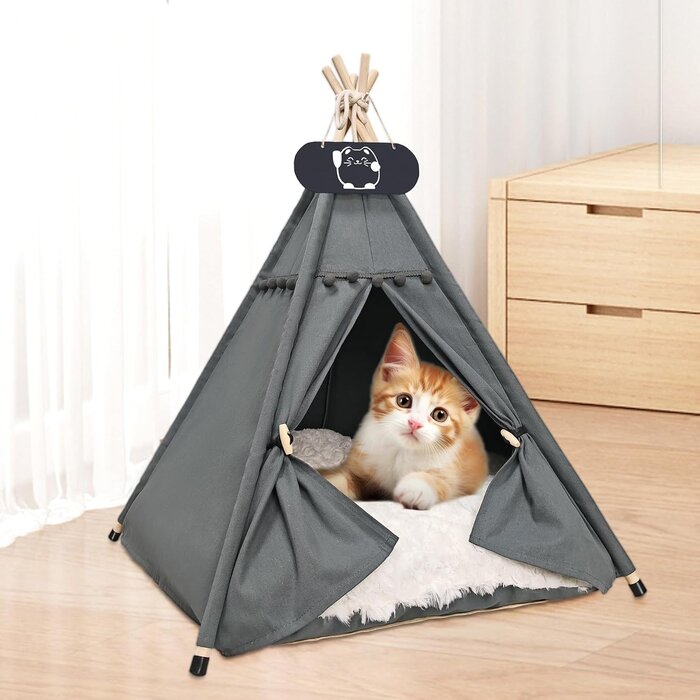 Tipi-Zelt für Haustiere - Grau - 60x60x70 cm - Bis zu 44,3% Rabatt
