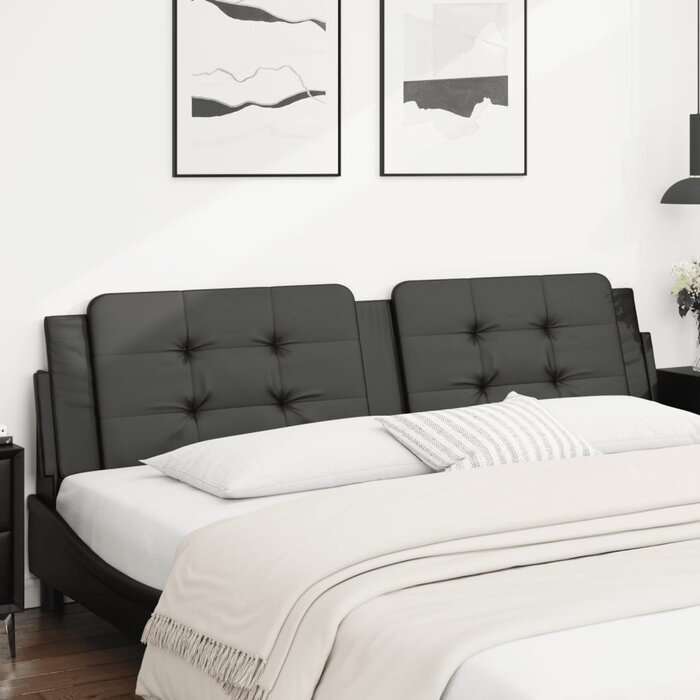 Luxus Kunstleder-Kopfkissen 200 cm - Schwarz - bis zu 63,8% reduziert