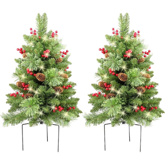 Weihnachtsbaum-Set für außen, 76 cm, LED, mit Zapfen & Beeren - bis zu 60% Rabatt