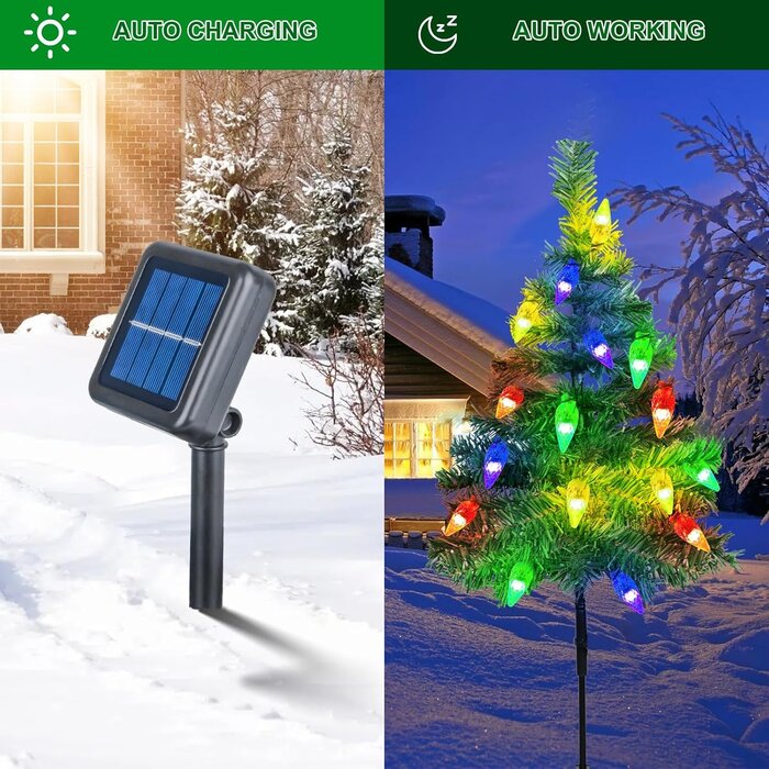 4er-Set Solar-Weihnachtsbäume LED Multicolor - bis zu 56,4% günstiger