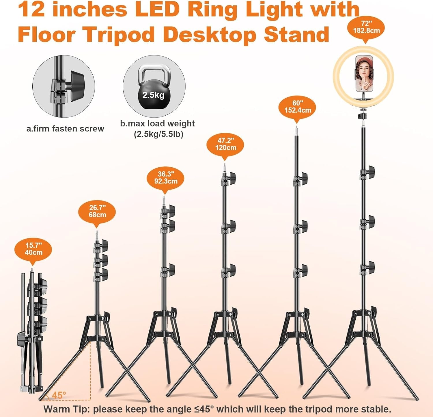 12 Zoll LED-Ringlicht mit 186 cm Stativ - Bis zu 53,2 % Rabatt