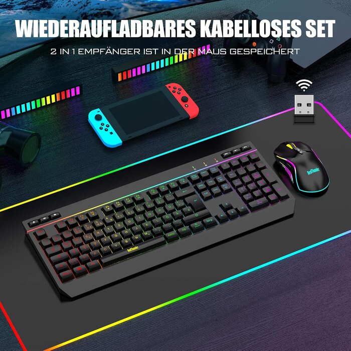 Kabelloses Gaming-Tastatur & Maus Set QWERTZ - bis zu 55,9% günstiger