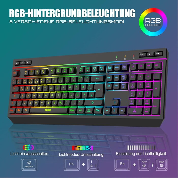 Kabelloses Gaming-Tastatur & Maus Set QWERTZ - bis zu 55,9% günstiger