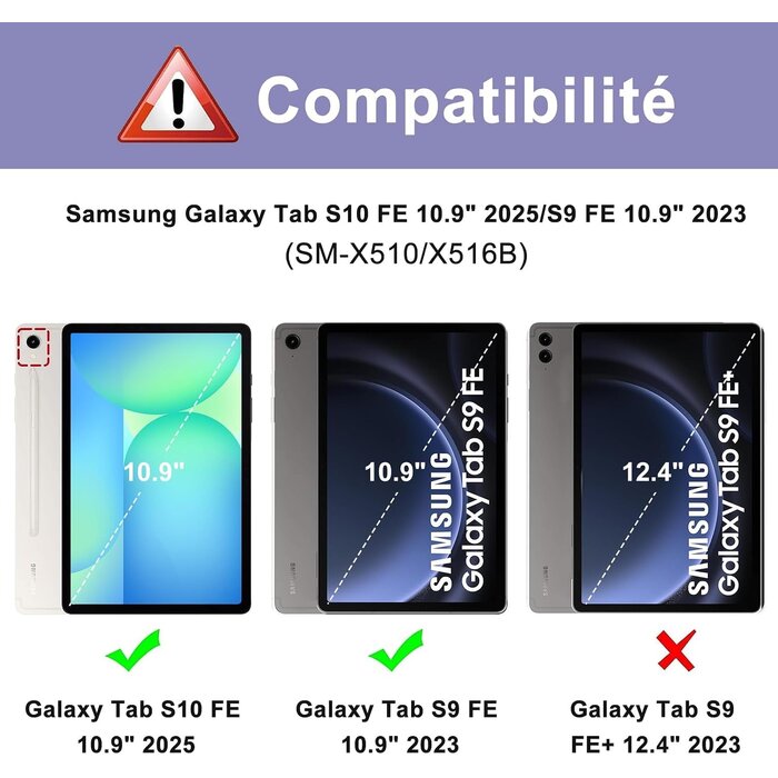 Jademall Tastaturhülle für Galaxy Tab S9 FE 10,9 Zoll AZERTY Violett - bis zu 72% Rabatt