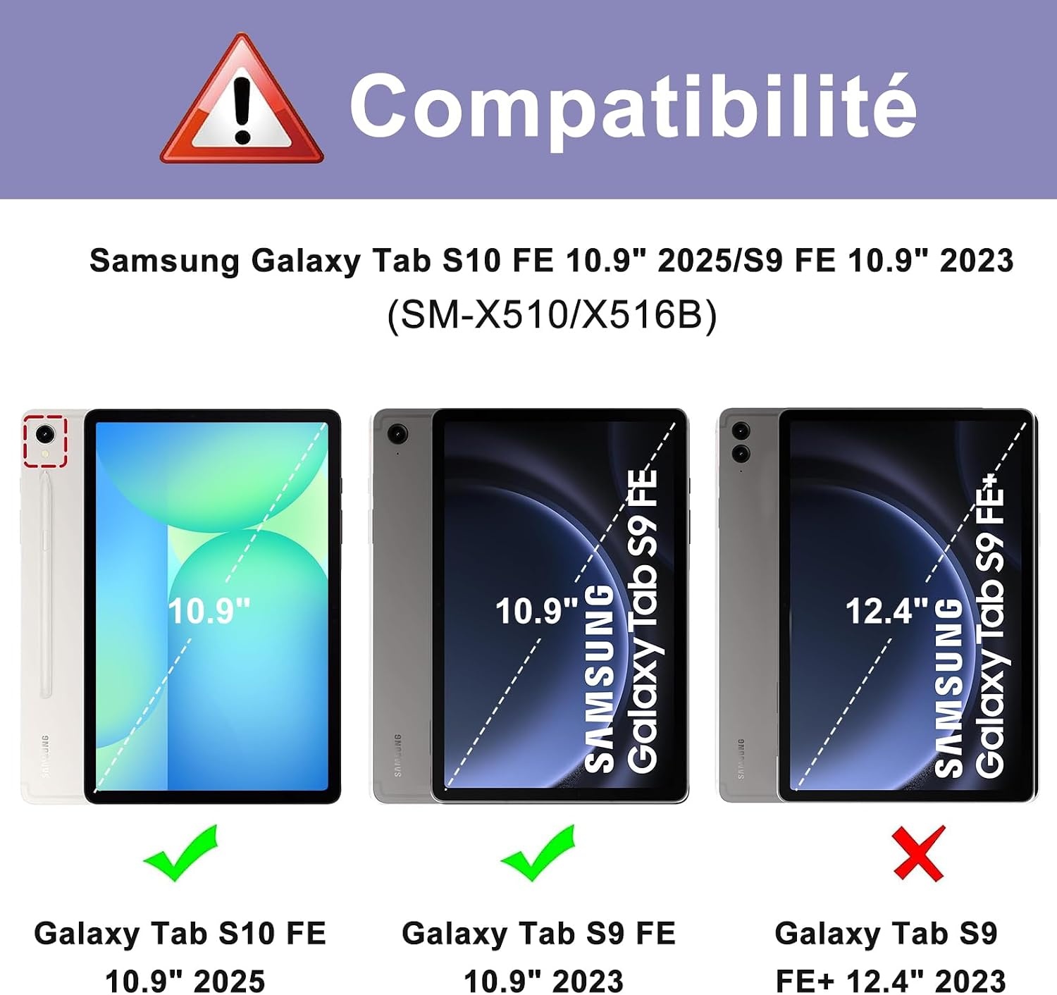 Jademall Tastaturhülle für Galaxy Tab S9 FE 10,9 Zoll AZERTY Violett - bis zu 72% Rabatt