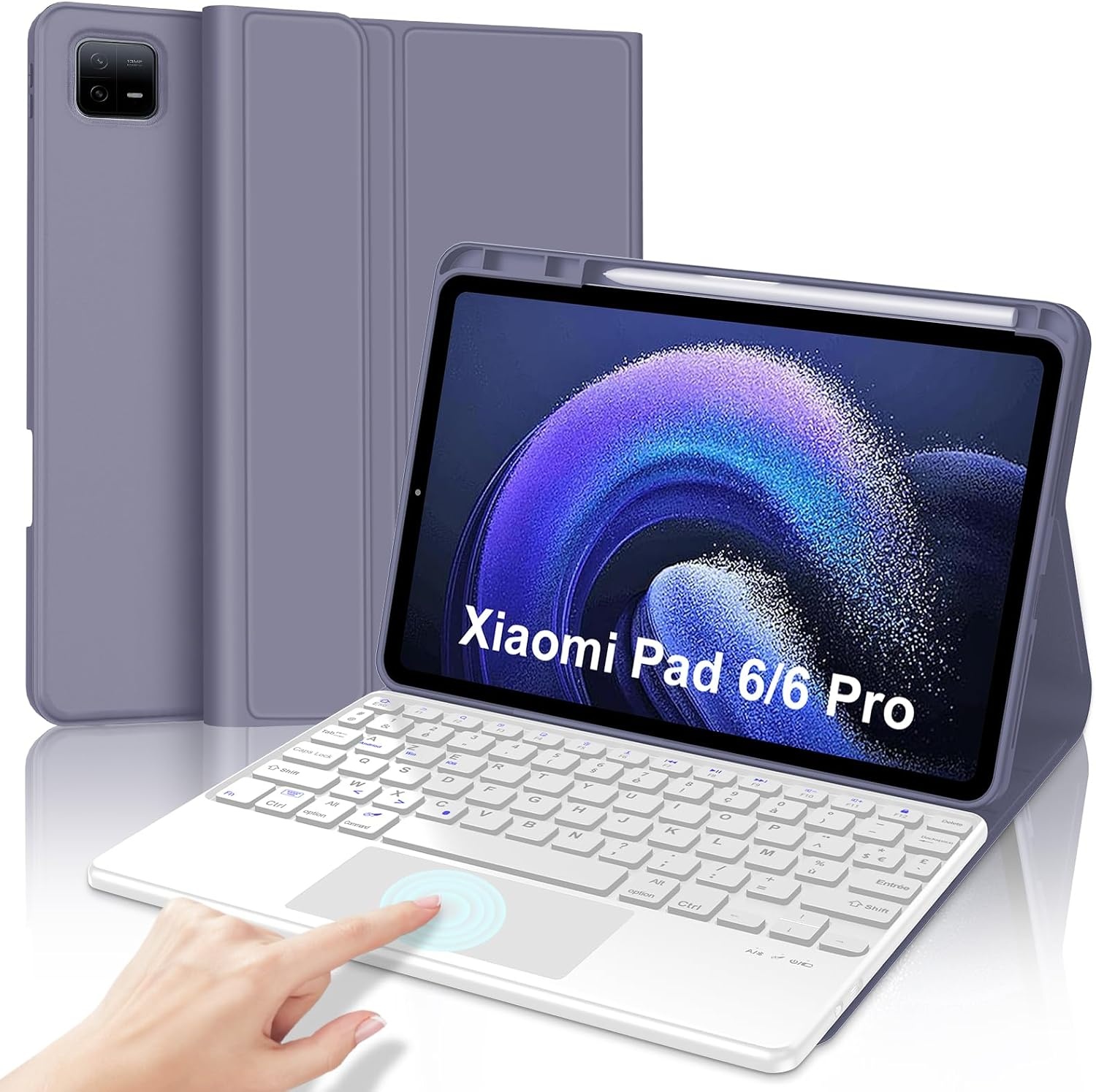 Jademall Tastaturhülle für 11 Zoll Tablets, AZERTY, violett - Bis zu 71% günstiger