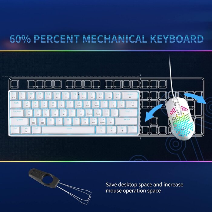 Mechanische 60% Gaming-Tastatur - Weiß - Bis zu 48,5% Rabatt
