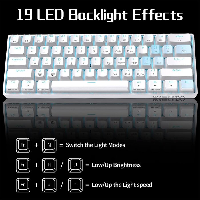 Mechanische 60% Gaming-Tastatur - Weiß - Bis zu 48,5% Rabatt