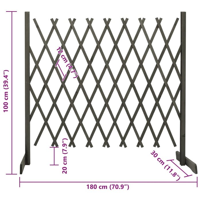 Ausziehbares Gartenspalier Fichte Grau 180x100 cm - Sparen bis zu 47,2 %