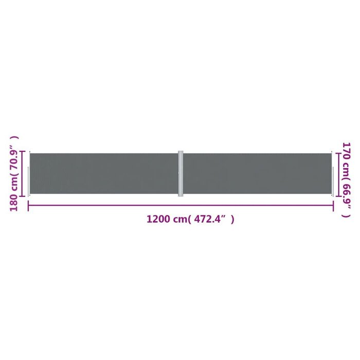 Ausziehbare Seitenmarkise 180x1200 cm - Anthrazit - bis zu 46,4% Rabatt