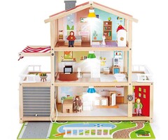Großes Holz-Puppenhaus mit 3 Etagen & Garten - Jetzt bis zu 49% günstiger