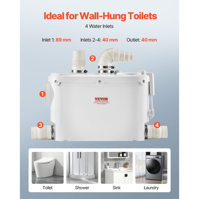 Abwasserhebeanlage 500W für WC & Dusche - Sparen Sie jetzt bis zu 46,3%
