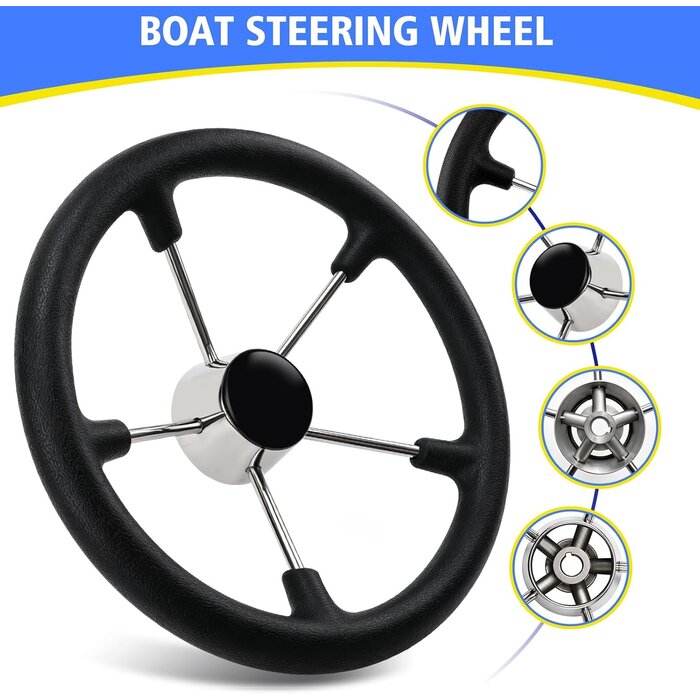 Edelstahl Bootslenkrad, 34,3 cm, 5 Speichen - Jetzt bis zu 45,2% Rabatt