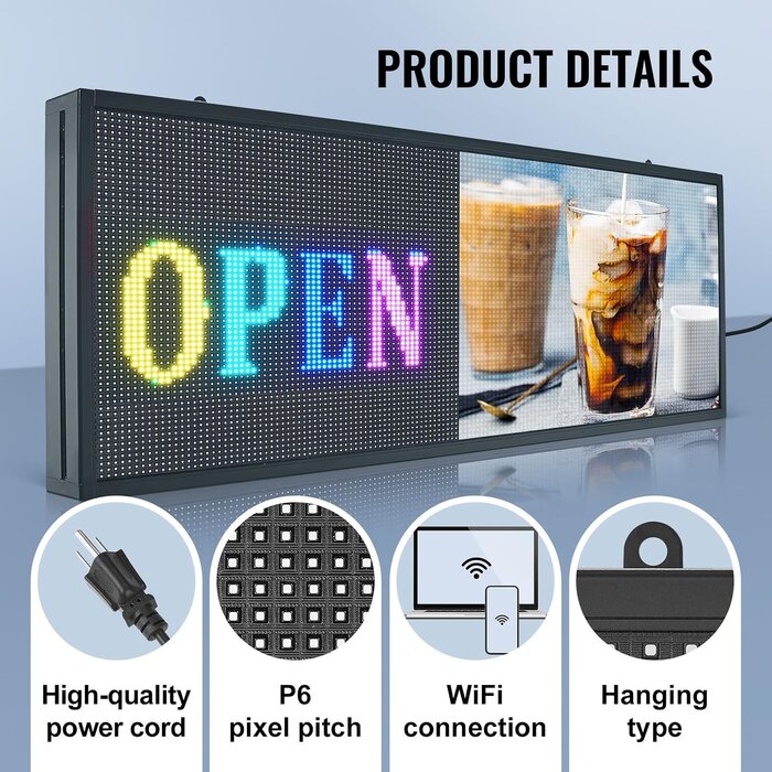 Programmierbares LED-Werbedisplay 99x41cm Full Color - WLAN - bis zu 47,1% sparen