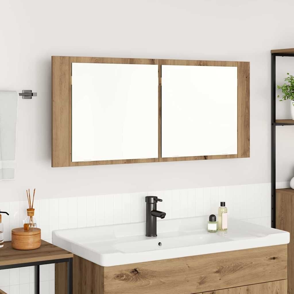 LED-Spiegelschrank Eichenoptik 100x45cm - Jetzt bis zu 44,9 % Rabatt sichern