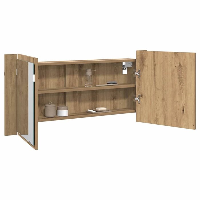 LED-Spiegelschrank Eichenoptik 100x45cm - Jetzt bis zu 44,9 % Rabatt sichern
