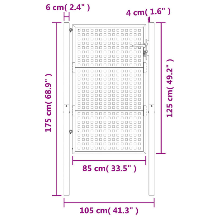 Robustes Gartentor 105x175 cm Anthrazit - bis zu 46,7% Rabatt im Outlet
