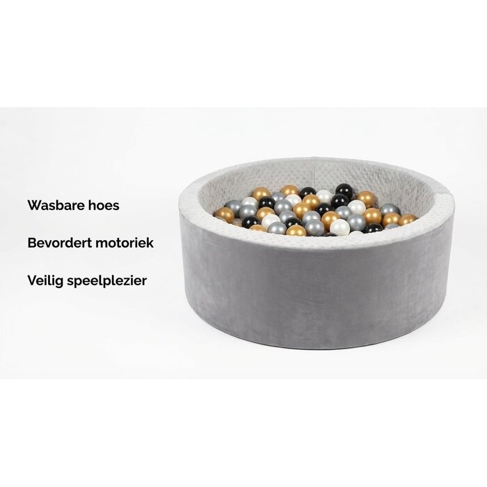 Bällebad 90x30 cm inkl. 200 Bällen - Grau/Weiß - bis zu 45% sparen