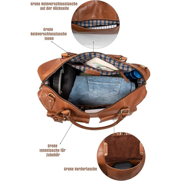 Vintage Echtleder Reisetasche 49 cm | Handgepäck | bis zu 42,3 % Rabatt