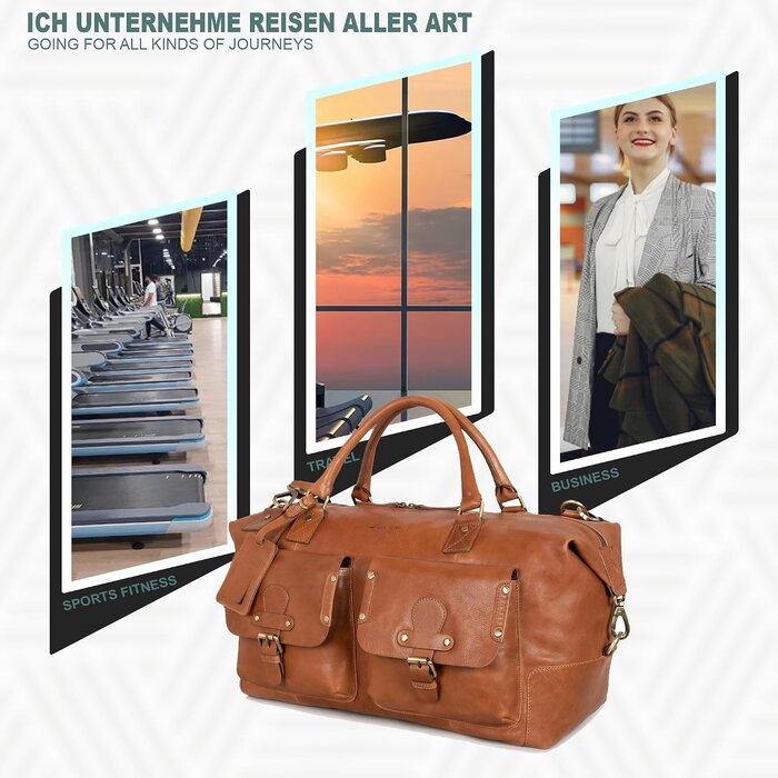 Vintage Echtleder Reisetasche 49 cm | Handgepäck | bis zu 42,3 % Rabatt