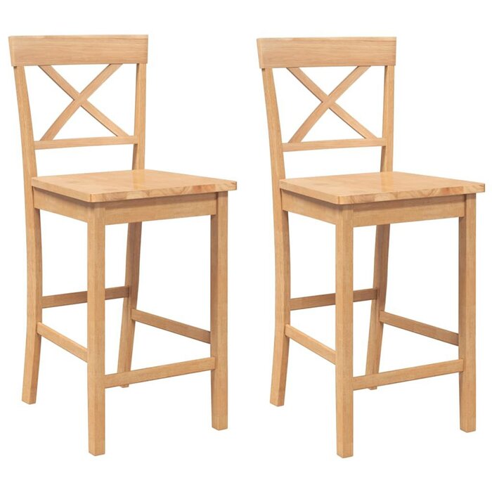 2x Barhocker aus massivem Kautschukholz - Natur | Bis zu 46,1% Rabatt