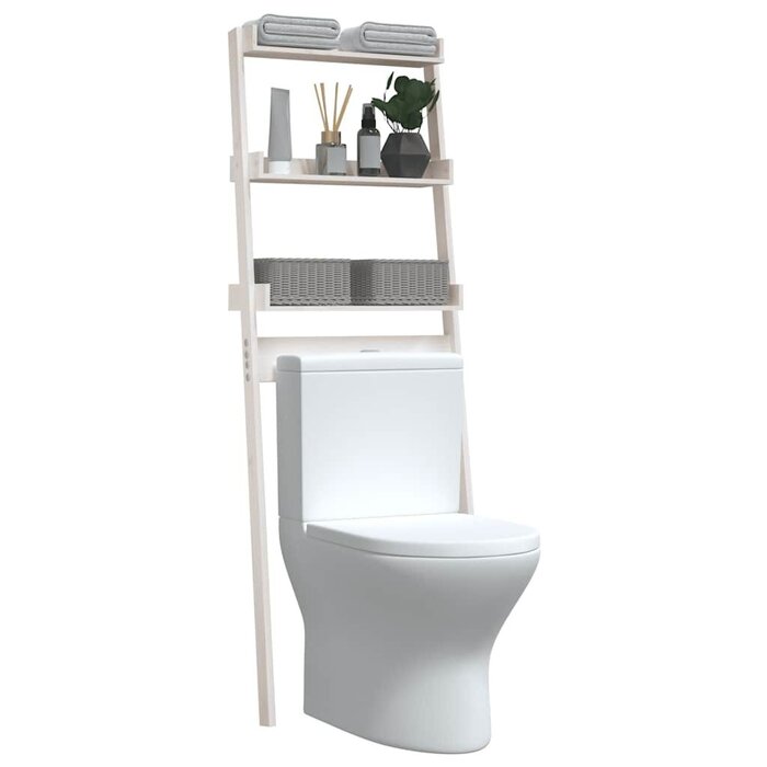 Vidaxl Toilettenregal aus Kiefernholz, Weiß - Platzsparend - bis zu 70% Rabatt