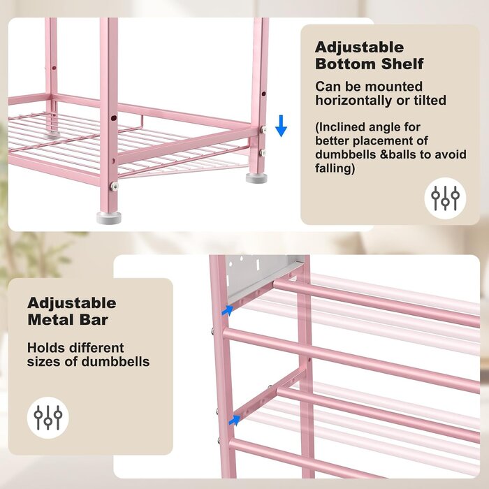 Hantelregal 6 Ebenen für Home Gym - Rosa - bis zu 41,6 % Rabatt