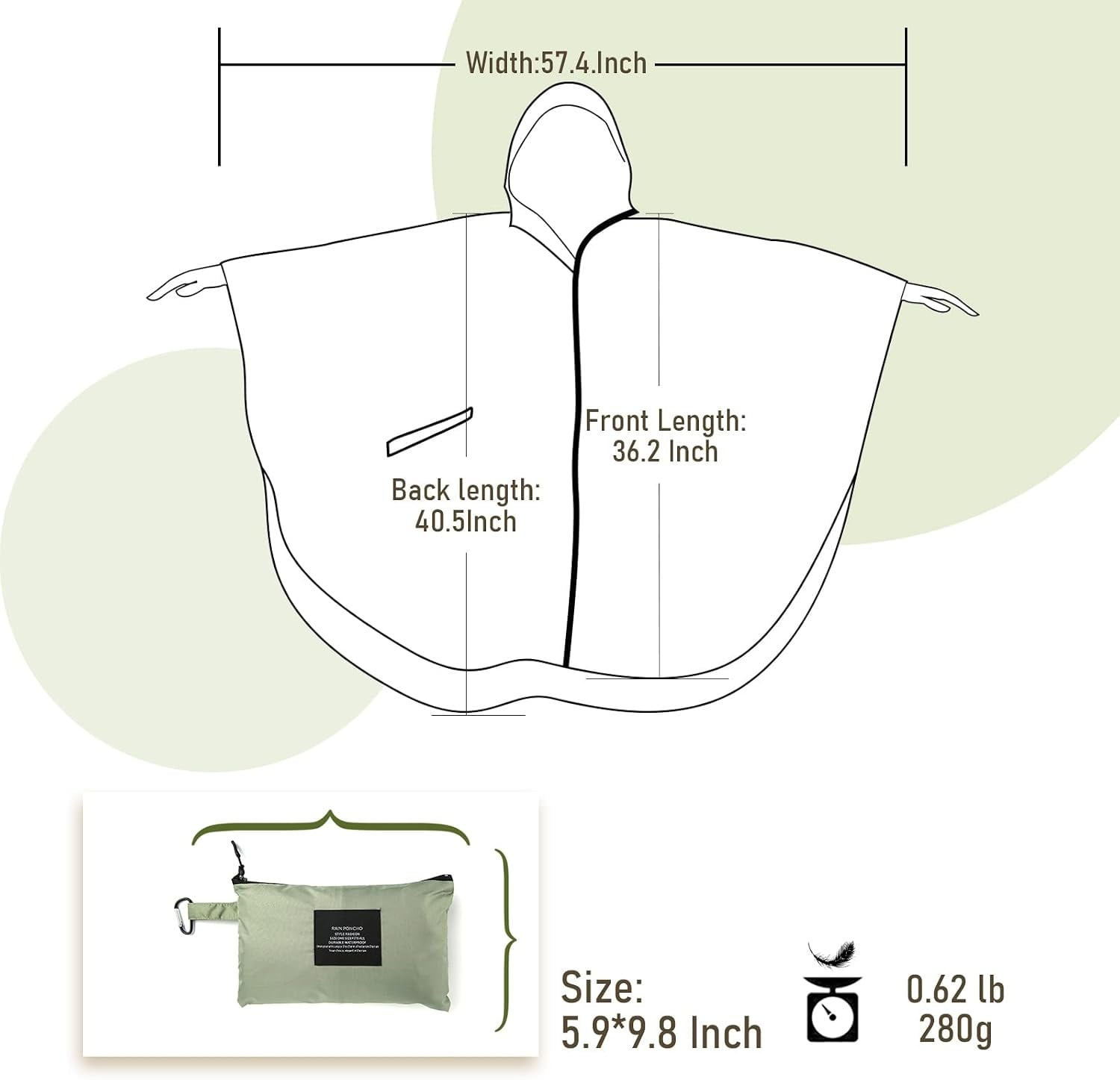 Damen Regenponcho | Wasserabweisend | Grasgrün | Bis zu 42,3% Rabatt