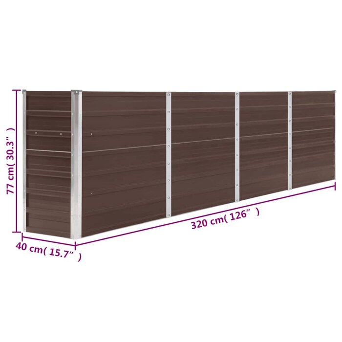 Großes Hochbeet 320x40x77 cm verzinkter Stahl Braun - bis zu 45,5% sparen