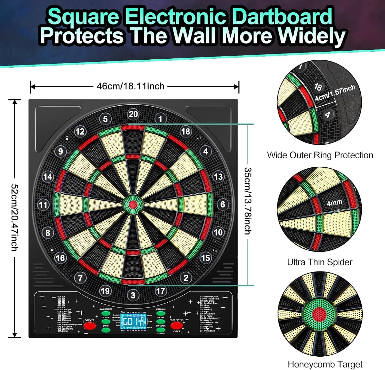 Elektronische Dartscheibe, 34 Spiele für bis zu 8 Spieler - bis zu 45,4% Rabatt