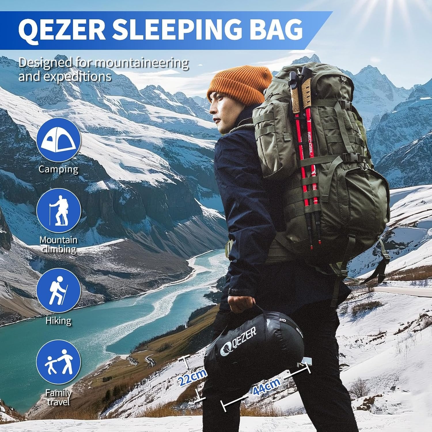 Daunen-Mumienschlafsack 4-Jahreszeiten, 215cm, Schwarz - bis zu 46,4% Rabatt