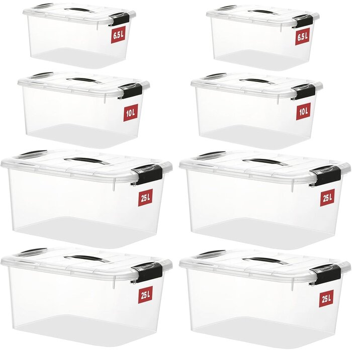 8-tlg. Aufbewahrungsboxen-Set transparent, stapelbar - bis zu 45,1% günstiger